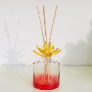 Profumatori in vetro soffiato fiore con bastoncini e scatola regalo