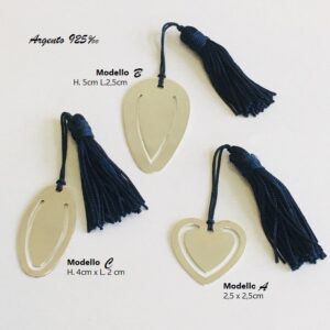 Segnalibri in argento 925 con nappina blu