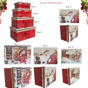 Scatole da Regalo di Natale Babbo Natale con nastro rosso
