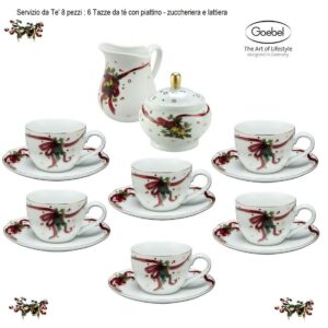 Servizio da te in porcellana decoro NATALE 6 tazze da té zuccheriera Lattiera GOEBEL