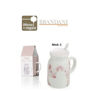Tazza Mug 450 ml con coperchio in porcellana Vecchia fattoria BRANDANI