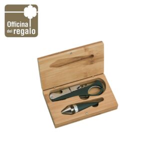 Cavatappi Sommelier con tappo in cofanetto Bamboo