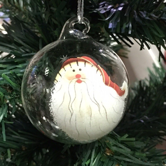Sfera pallina in vetro soffiato addobbo per albero di Natale decoro Babbo Natale