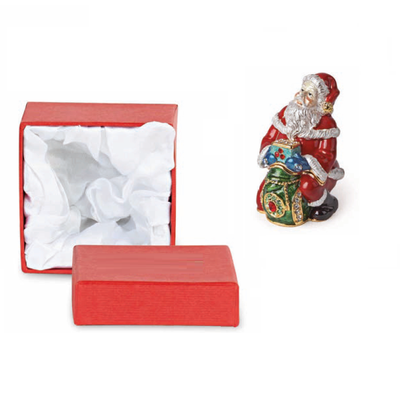 Scatolina gioiello a forma di Babbo Natale smaltata con strass