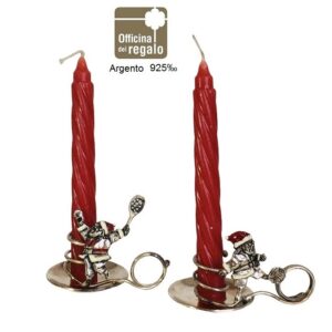 Set 2 Portacandela Babbo Natale Smaltato in argento 925‰ 