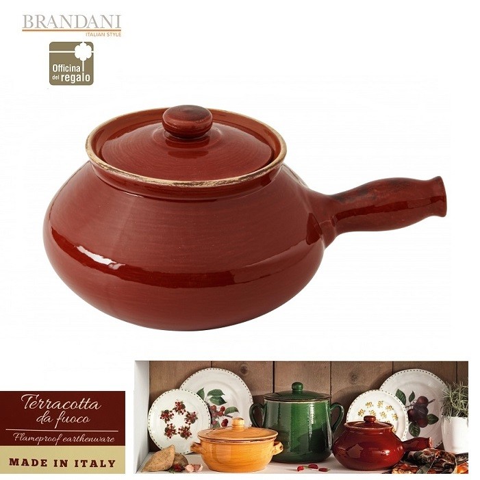 Pentola patatiera con coperchio terracotta da fuoco BRANDANI