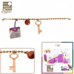 Bracciale morbido con sfere e ciondolo chiave con scritta PAVIE' BIJOUX