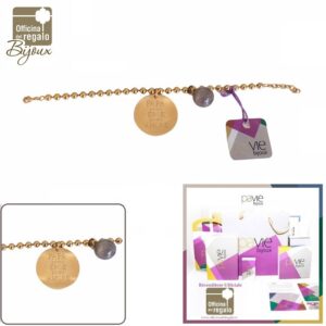 Bracciale morbido con sfere e ciondolo tondo inciso PAVIE' BIJOUX