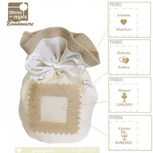 Sacchettino portaconfetti in cotone bicolore personalizzabile Bomboniere