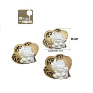 Tag in legno cuore con gesso bianco Comunione