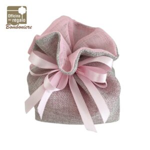 Sacchetto portaconfetti grande in iuta rosa Bomboniere