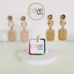 Orecchini pendenti con toppa Svarowsky rettangolo scratch Paviè Bijoux