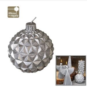 Candela tonda modello diamante argentata e glitterara