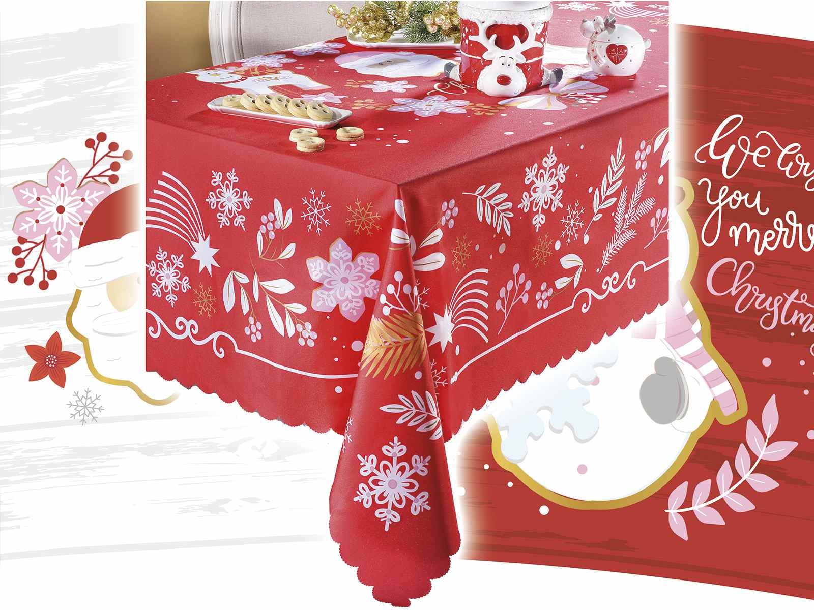 Tovaglia rettangolare Antimacchia Rosso decoro Natale con Babbo natale