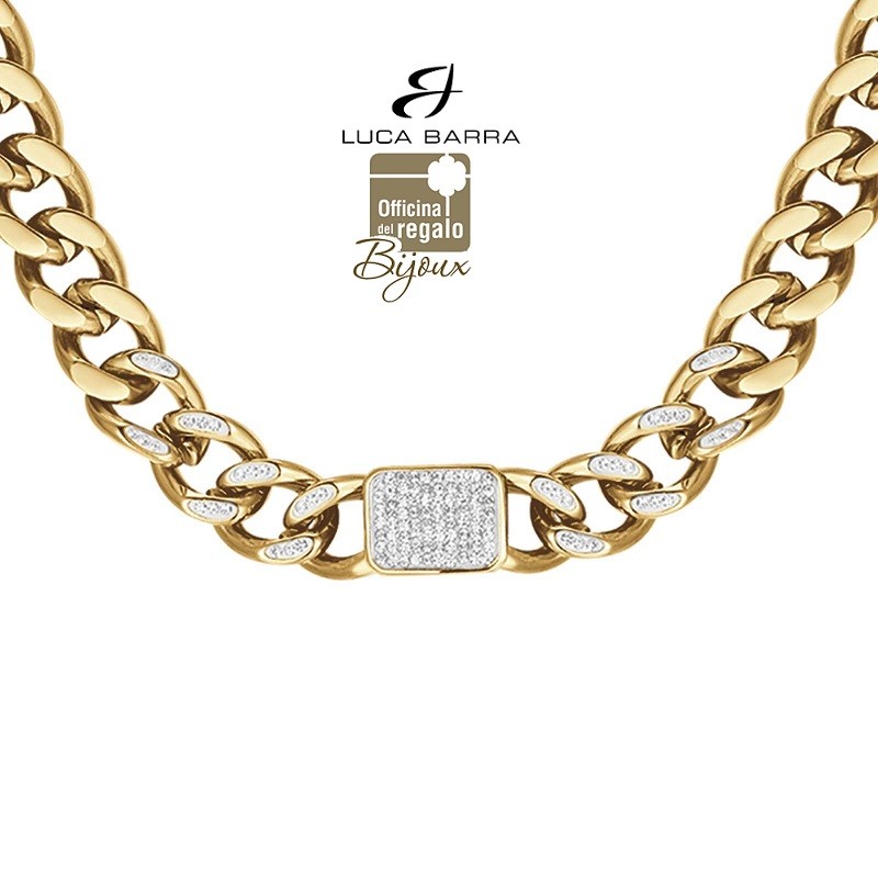 Collana catena dorata con cristalli bianchi Luca Barra