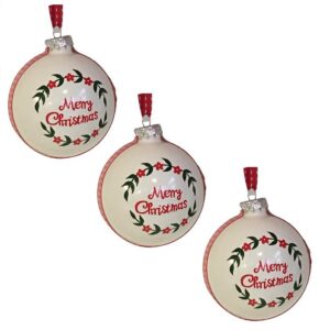 Palline di Natale in vetro bianco con scritta Merry Christmas