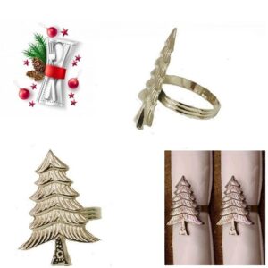 Legatovaglioli Portatovaglioli Albero di Natale in metallo lucido