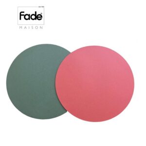 Tovagliette tonde in ecopelle double face rosso verde FADE