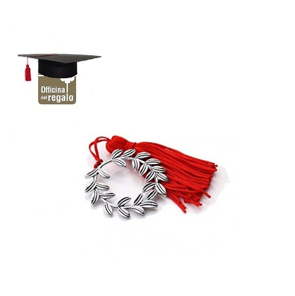 Ciondolo Alloro con nappina rossa Bomboniere Laurea