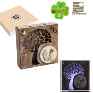 Icona Quadretto Cresima in legno con Albero della Vita e Luce Led Bomboniere