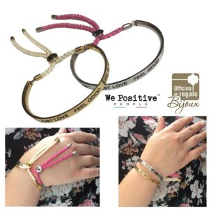 Bracciali in acciaio We positive con cordino colorato