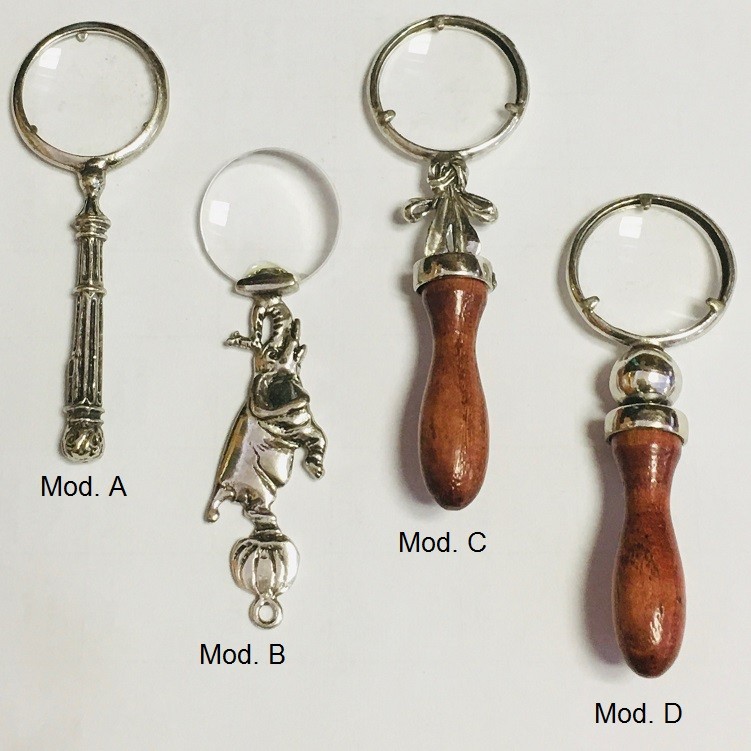 Mini lenti in argento massiccio  925 e con manico legno
