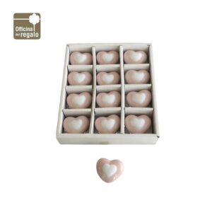 Calamita magnete cuore in porcellana bianca e rosa antico