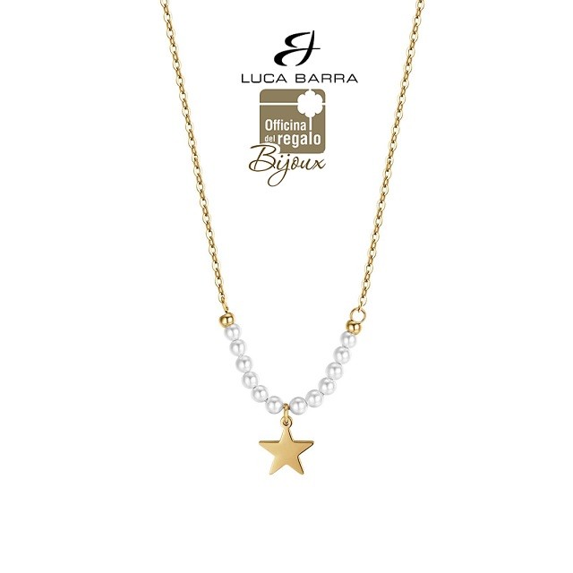 Collana girocollo dorata con stella e perle Luca Barra Bijoux