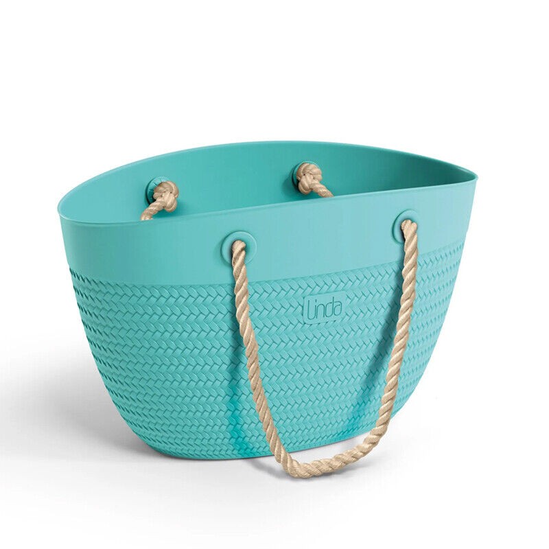 Borsa mare Linda con manici in corda color turchese