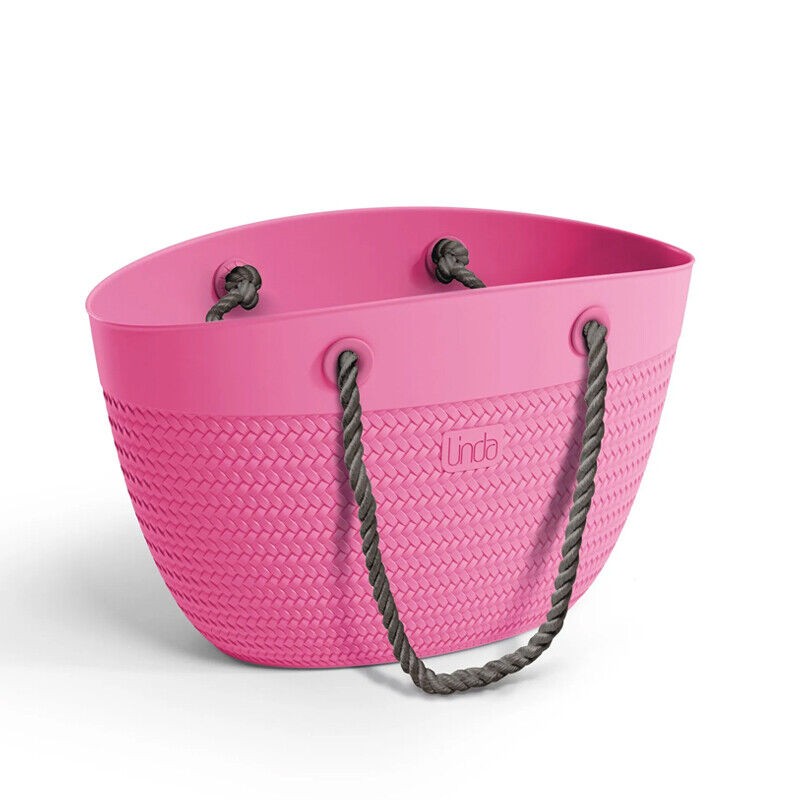 Borsa mare Linda con manici in corda color Fucsia