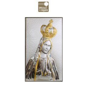 Icona quadro Madonna di Fatima con rosario in argento