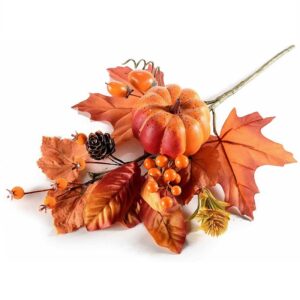 Ramo decorativo con zucca bacche e foglie per composizioni autunnali
