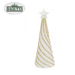 Albero conico in vetro soffiato con luce Led e glitter oro