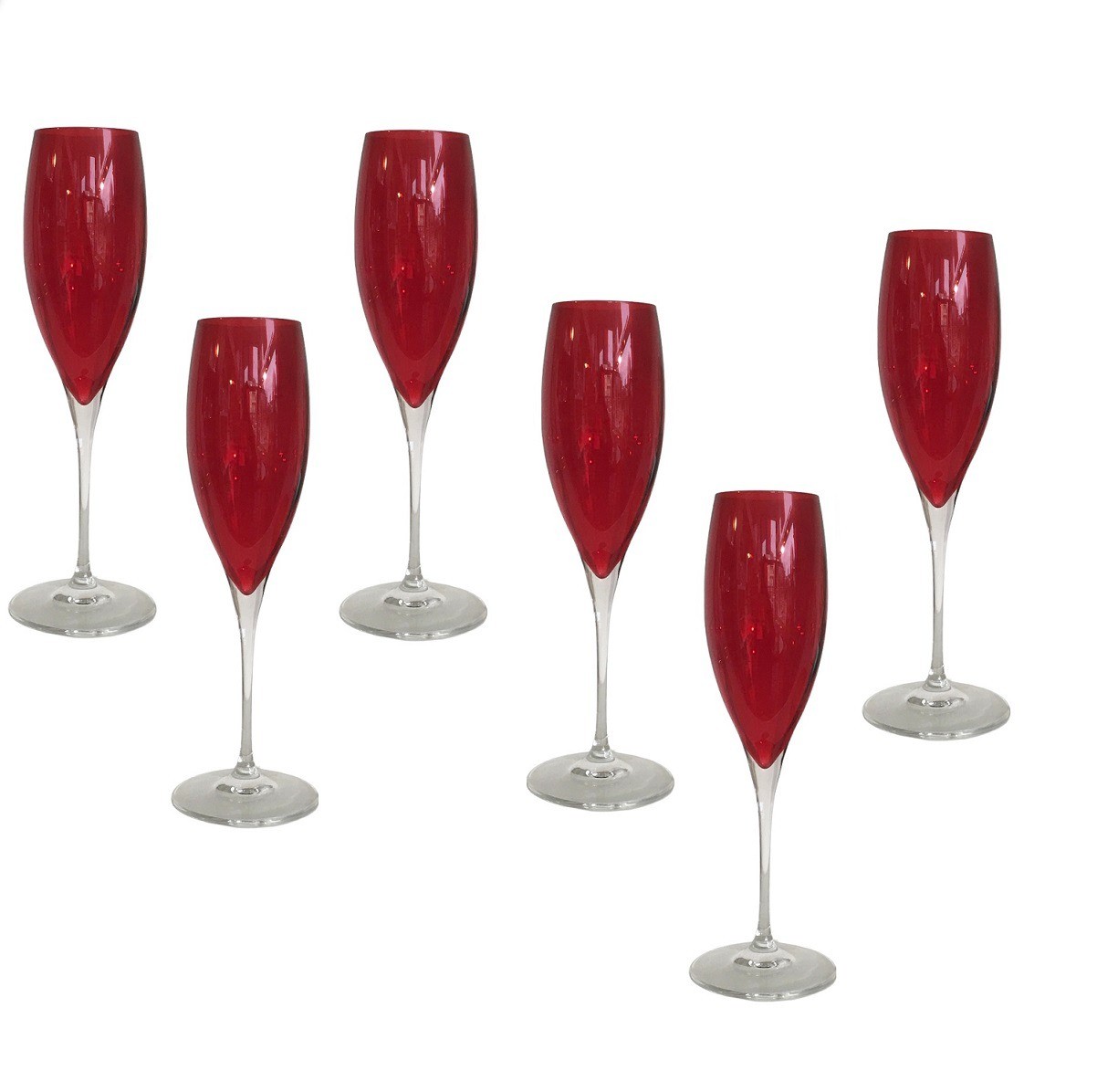 Servizio 6 Calici Flutes in cristallo rossi Royal family Sheffield