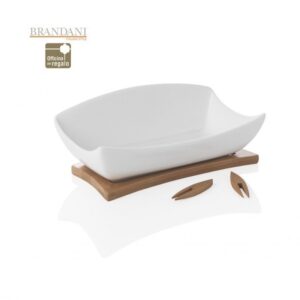 Antipastiera in porcellana bianca con forchettine in legno BRANDANI