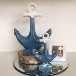 Set 2 sculture a forma di ancora in ceramica smaltata