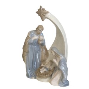 Statua Presepe Natività in porcellana lucida dipinta a mano con stella cometa Natale