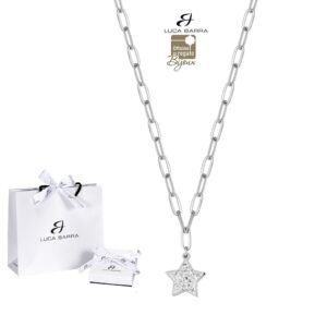 Collana in acciaio con ciondolo stella con cristalli Luca Barra Bijoux