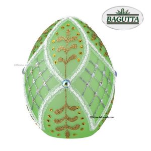 Uovo verde in vetro decorato con Luce Led Bagutta