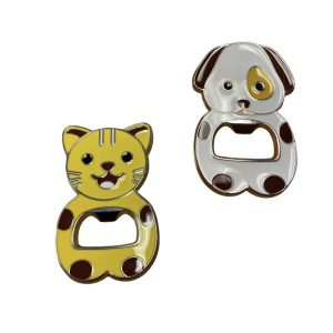 Apribottiglia calamita cane e gatto assortiti in metallo laccato