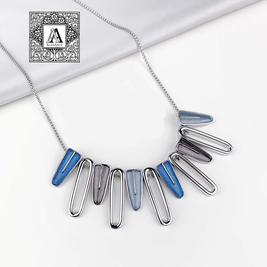 Collana ciondoli metallo azzurri AlexArte Bijoux