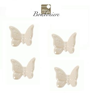 Calamita Farfalla in ceramica bianca lucida