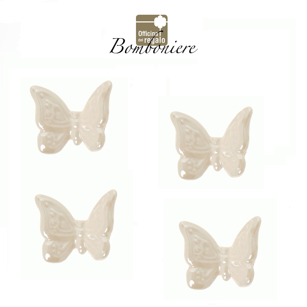 Calamita Farfalla in ceramica bianca lucida