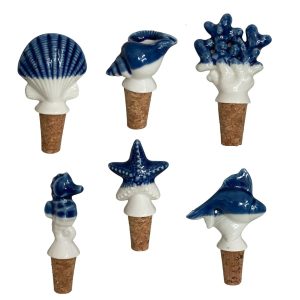 Set tappi tema mare in porcellana e sughero