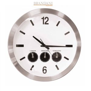 Orologio tondo da parete con fusi orari BRANDANI