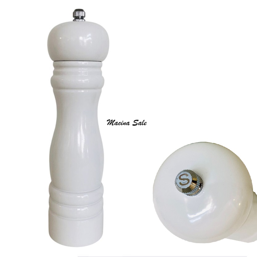Macina sale in legno bianco