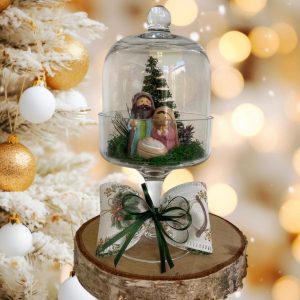 Presepe Natività in campana di vetro idea regalo Natale