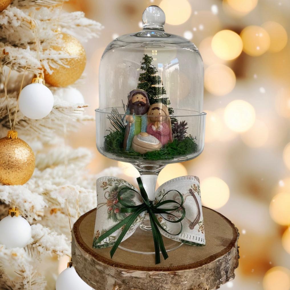 Presepe Natività in campana di vetro idea regalo Natale