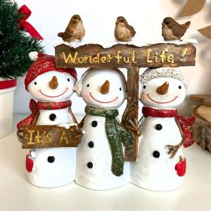 Statua Pupazzi di Neve con scritta auguri It's a wonderful life