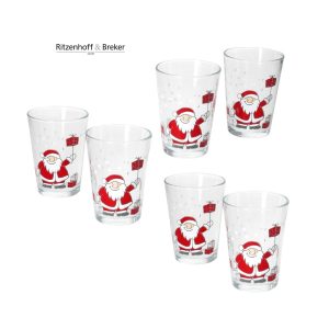Servizio 6 bicchieri Acqua decoro Babbo Natale
